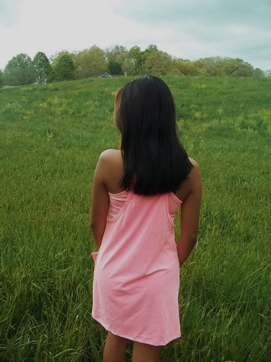 Pink Solid Mini Dress