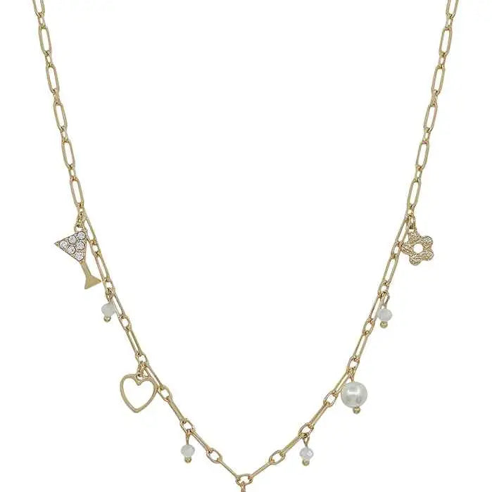 White Flower Charm Necklace