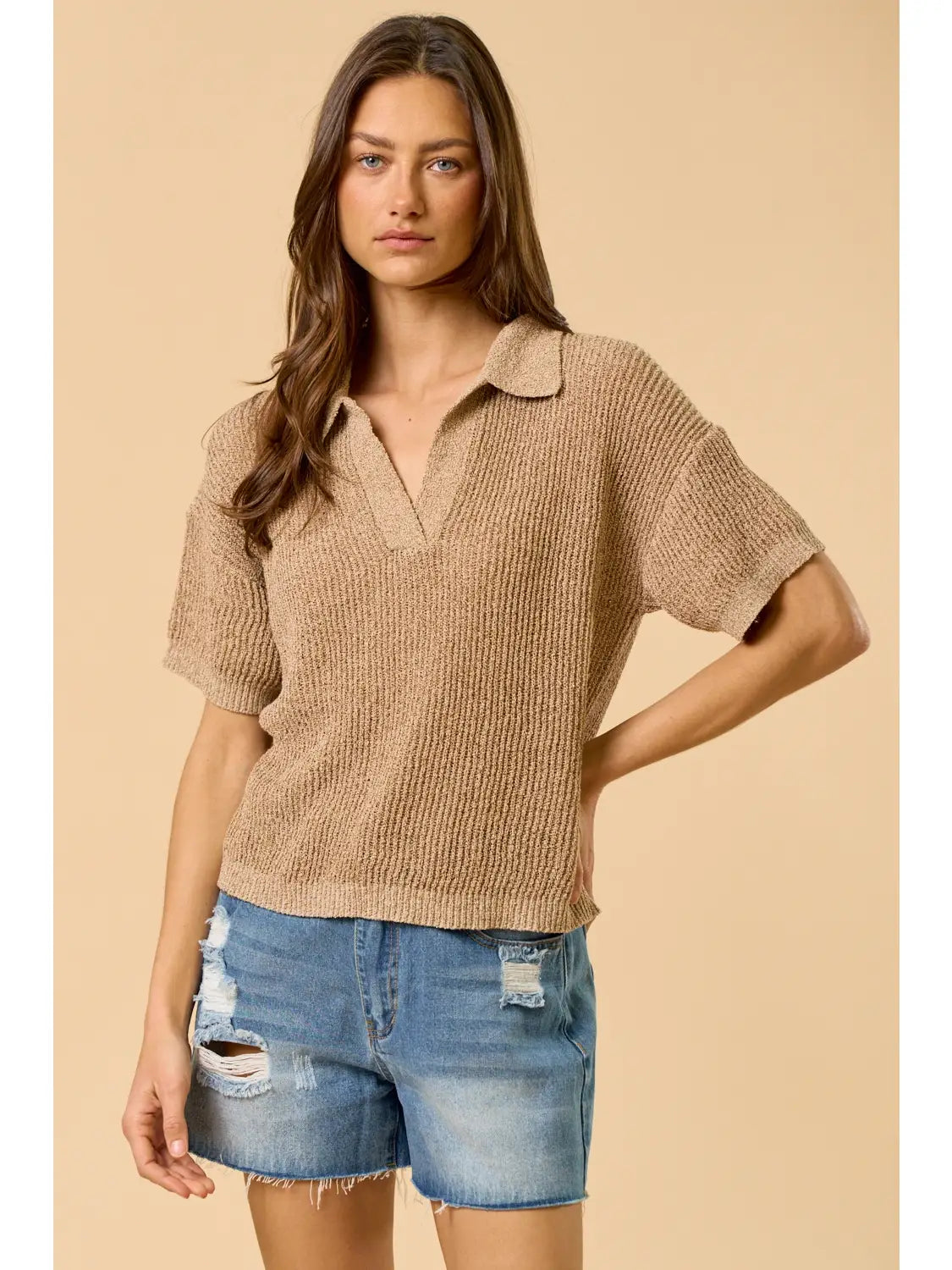 Camel Knit Top