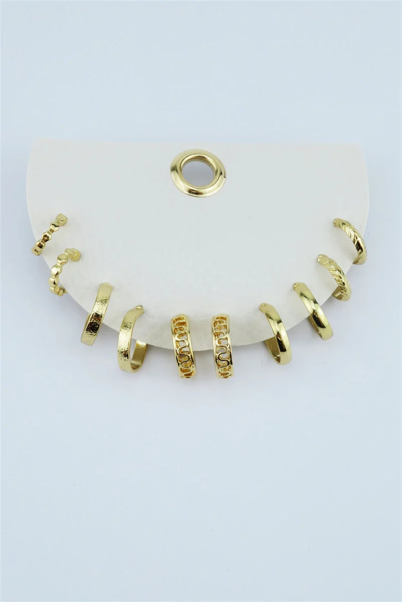 Set of 5 Gold Huggie Hoop Earrings