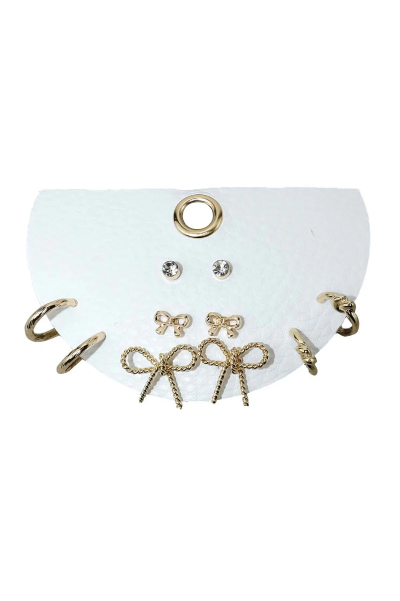 Gold Huggie Hoops and Bows Set