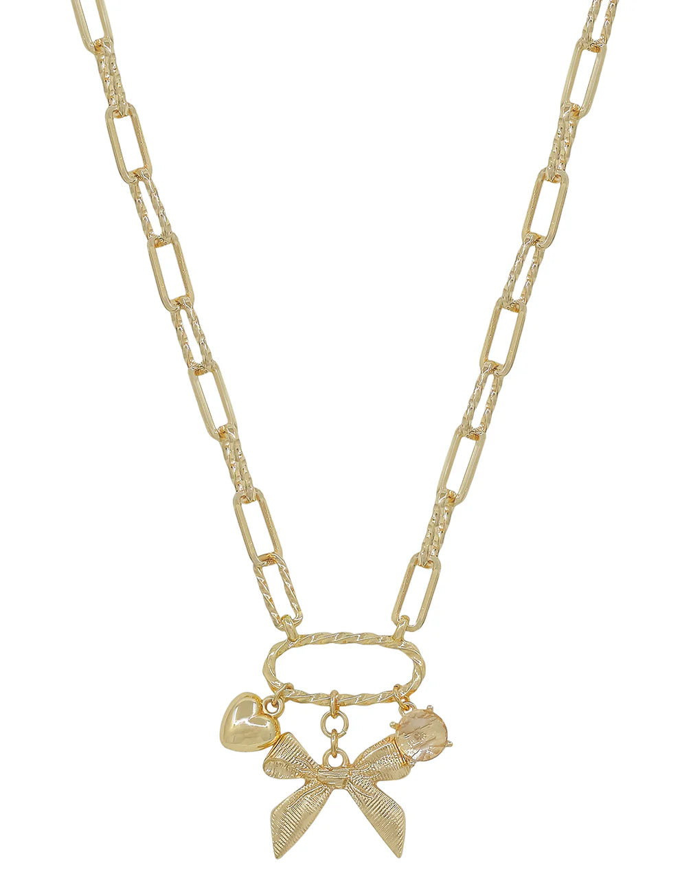 Gold Chain with Bow, Pearl and Coin Charms