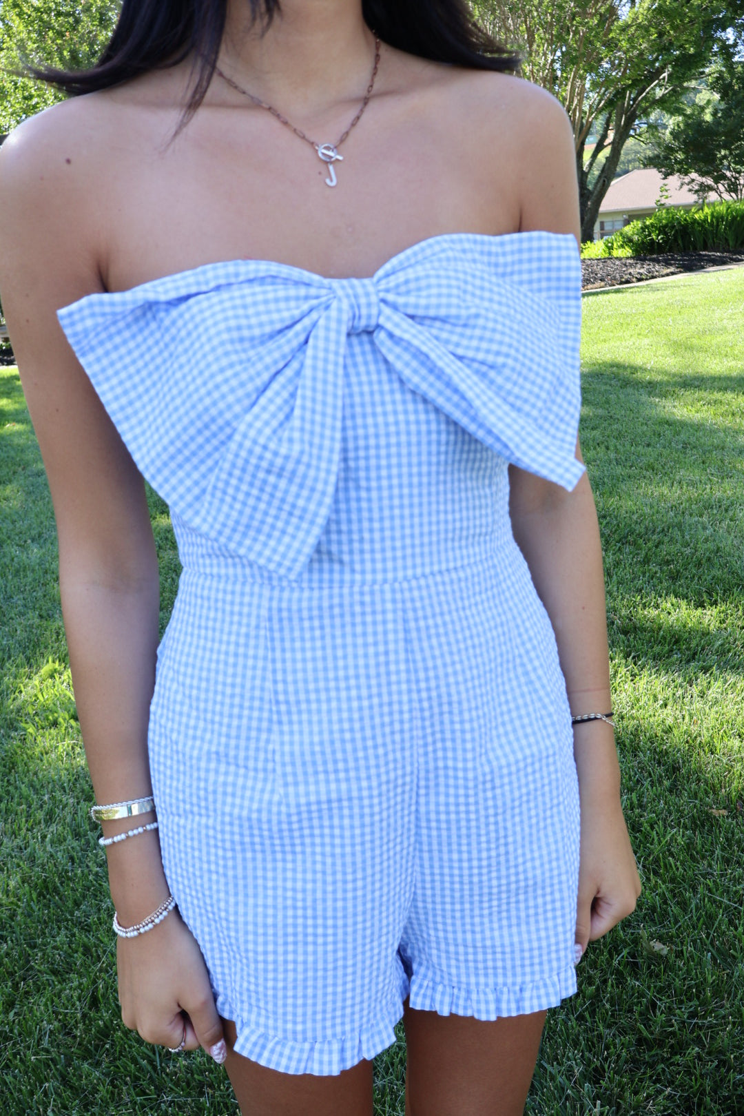 Blues Gingham Romper
