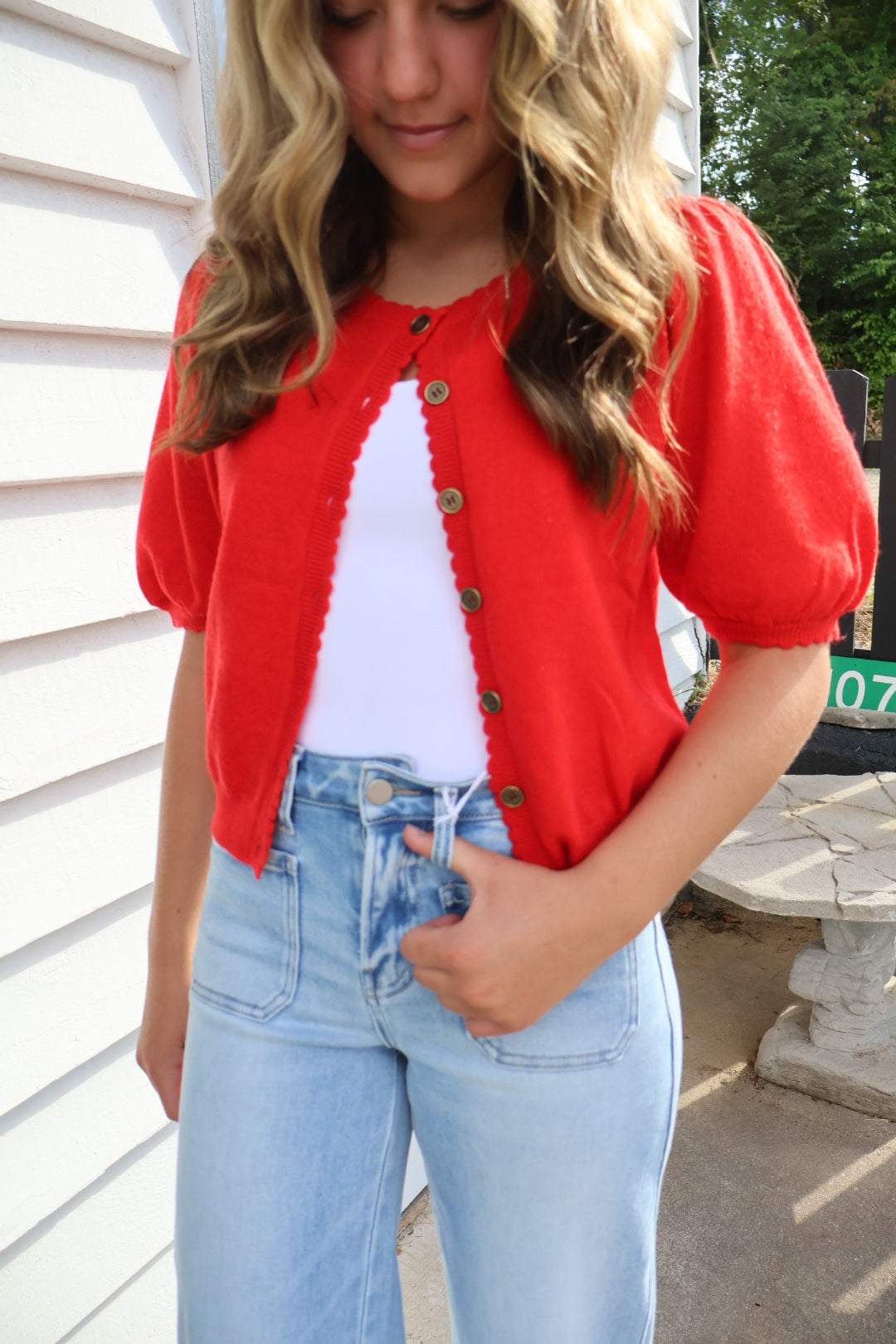Red Puff Sleeve