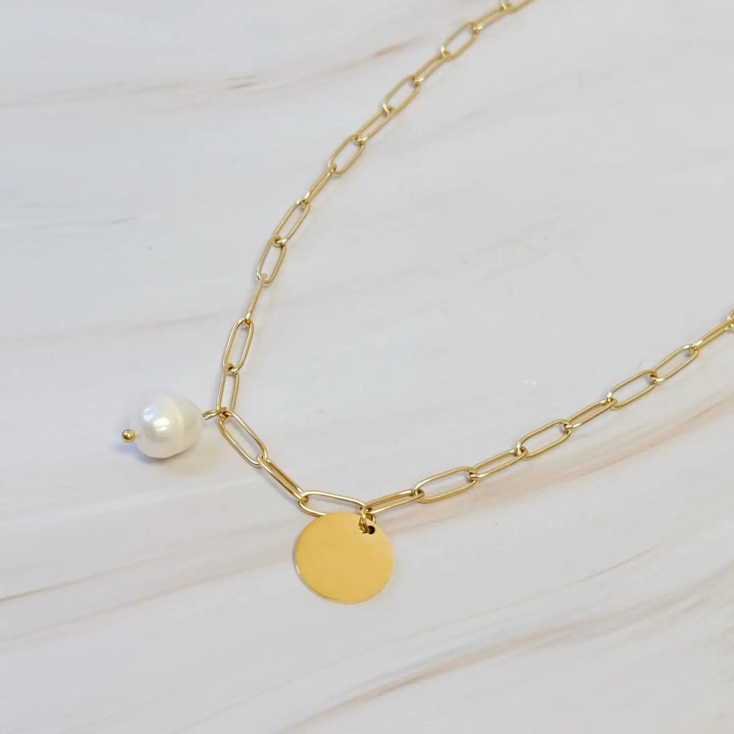 Pearl and Disc Necklace