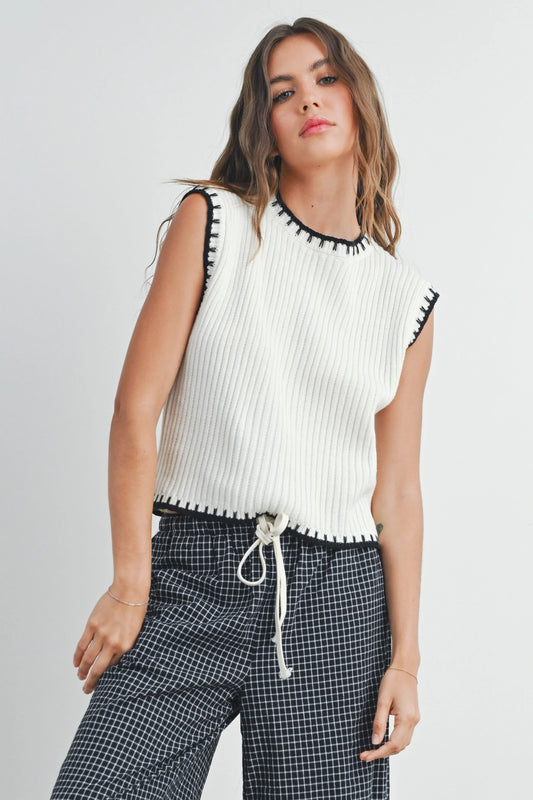 Contrast Knit Top