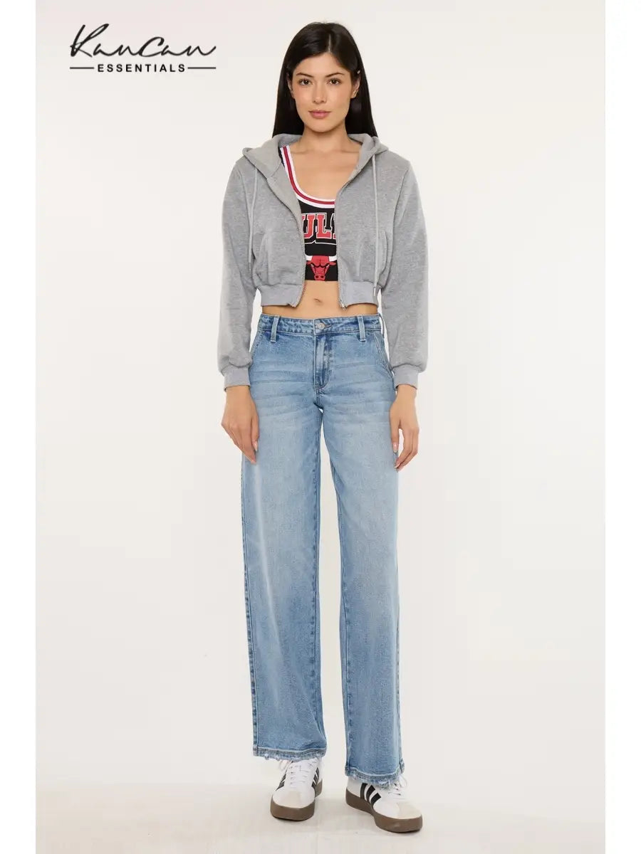 Mid-Rise Wide Leg Trousers