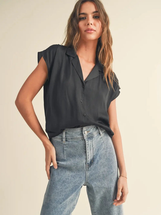 Deep Blue Button Down Blouse