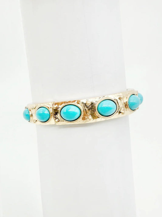 Gold Stretch Bangle Teal
