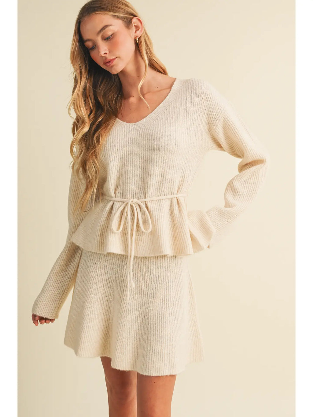 Cream Peplum Knit
