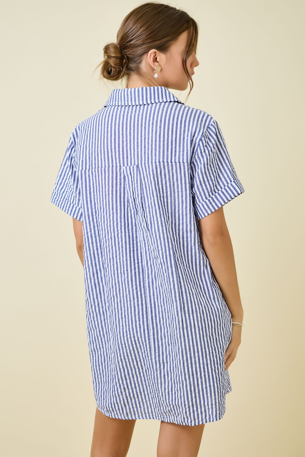 Navy Seersucker Dress