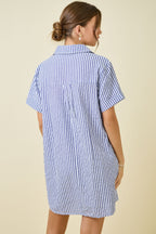Navy Seersucker Dress