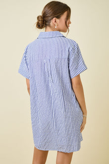Navy Seersucker Dress