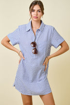 Navy Seersucker Dress