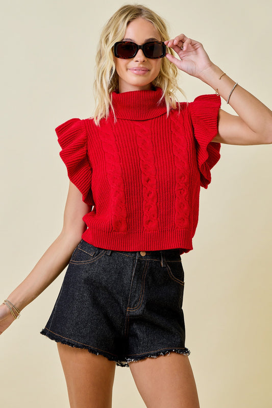 Red Cable Knit