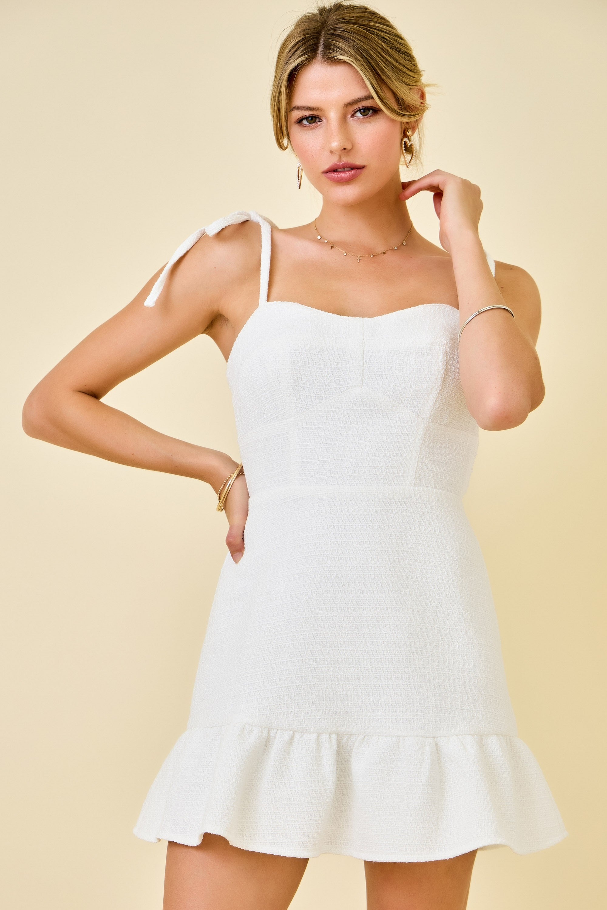 tweed dress white White Tweed Dress Medium