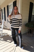 Stripe off the shoulder sweater