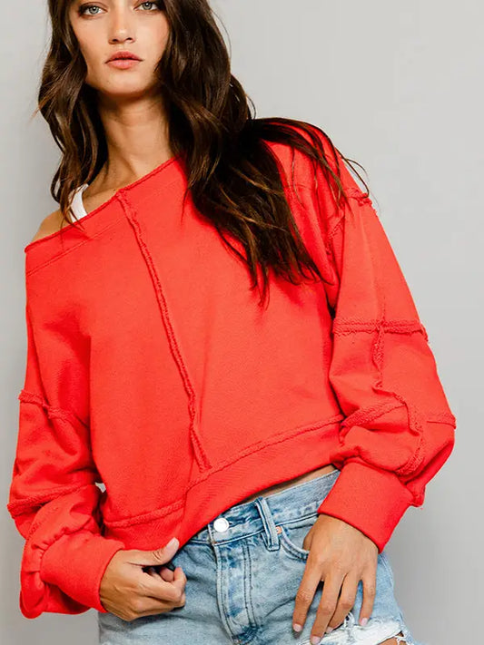 Red Cropped Sweatshirt