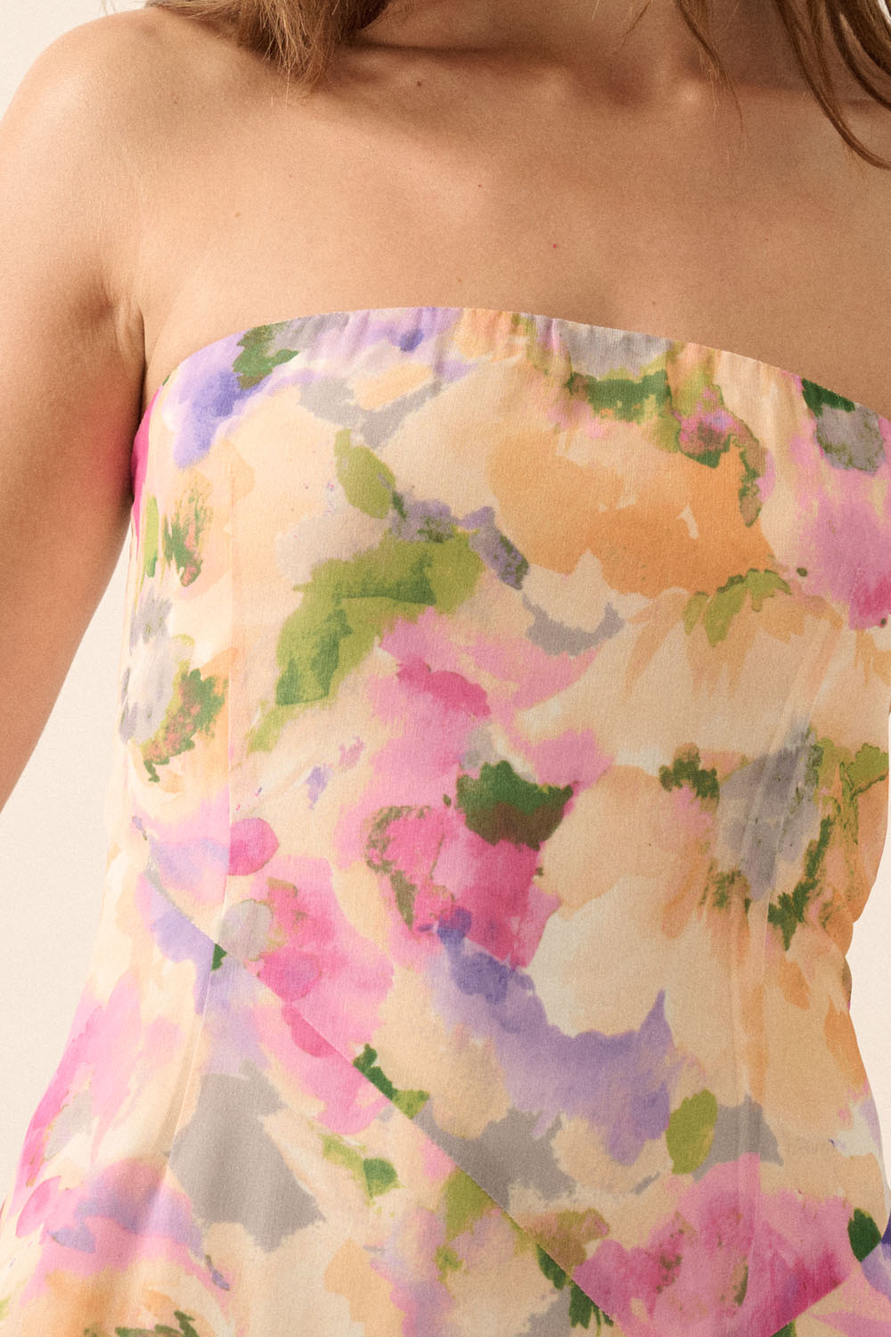 Soft Bloom Strapless Maxi