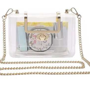 Clear purse with gold accents