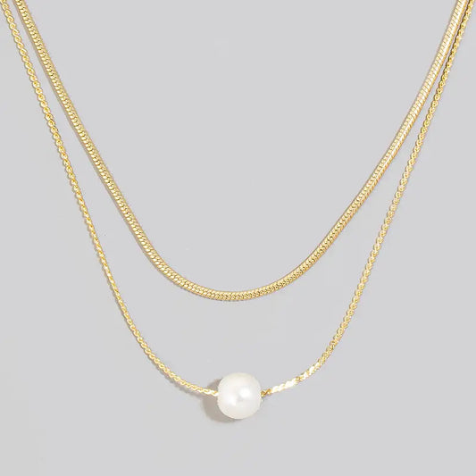 Chain and Pearl Necklace