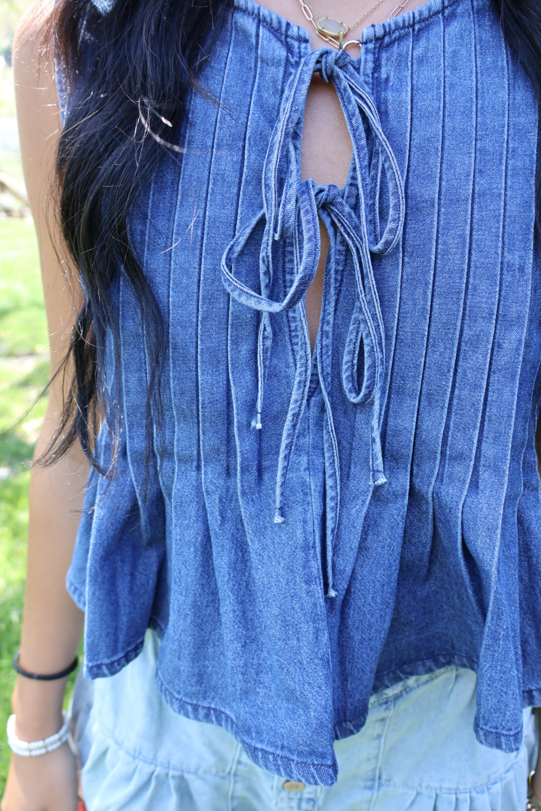 Morgan Denim Tie Top