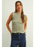Sage Smocked Top