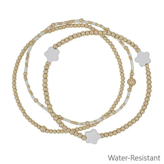 Sand, White, Flower Bracelet