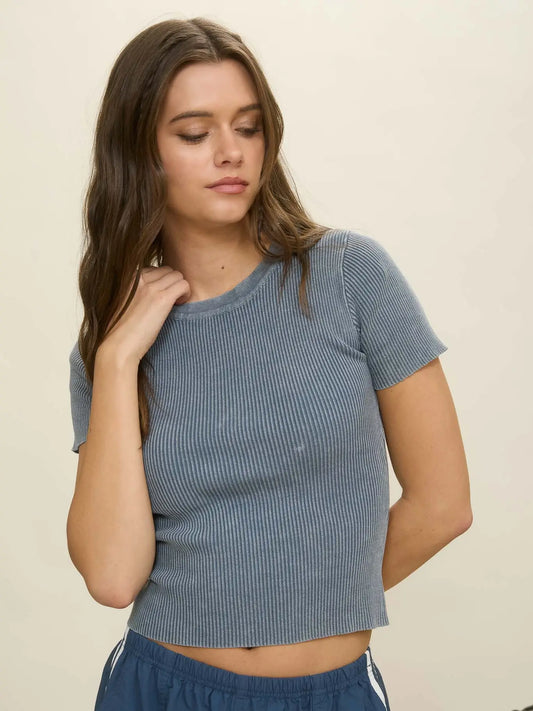 Ribbed Cropped Tee