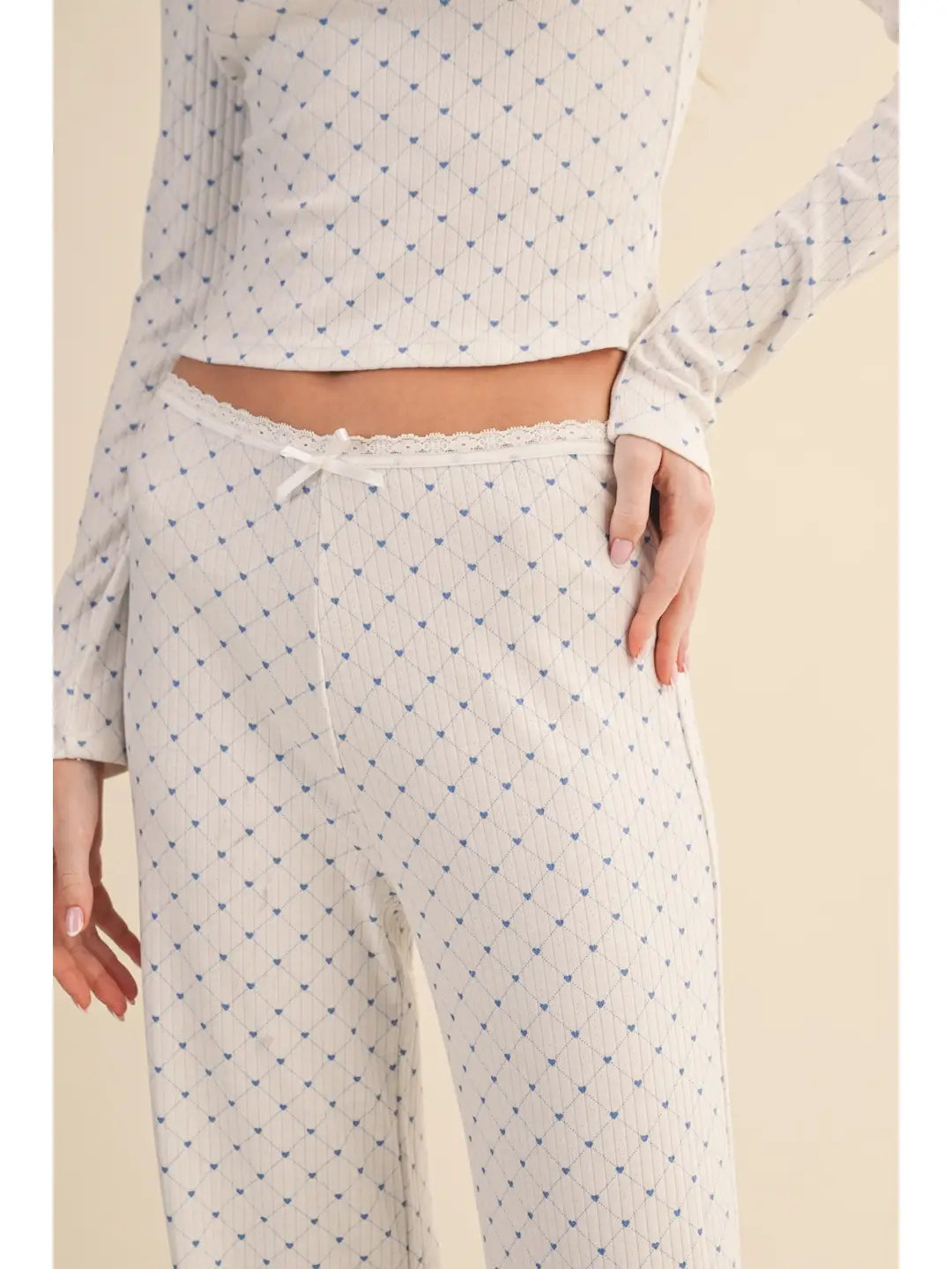 Heart Print Pointelle Lounge Set