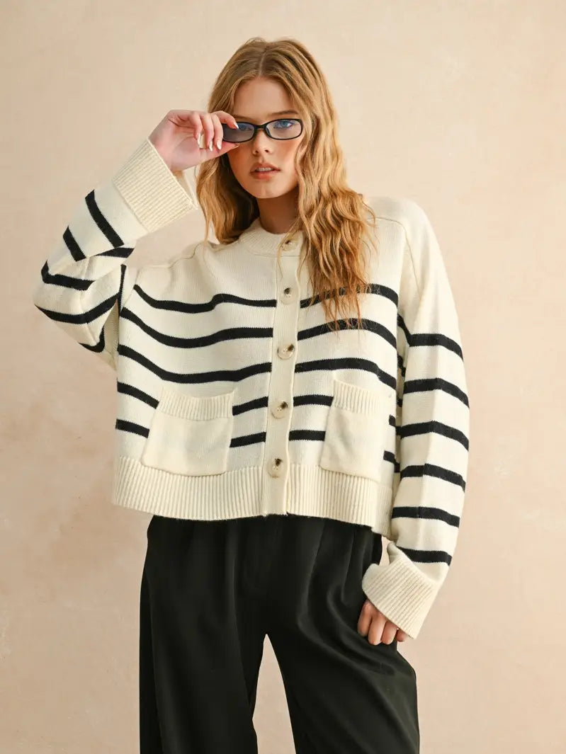 Stripe Button Sweater