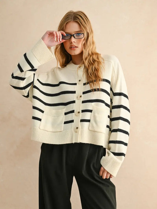 Stripe Button Sweater