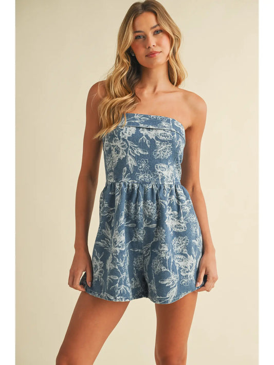 Floral Strapless Romper