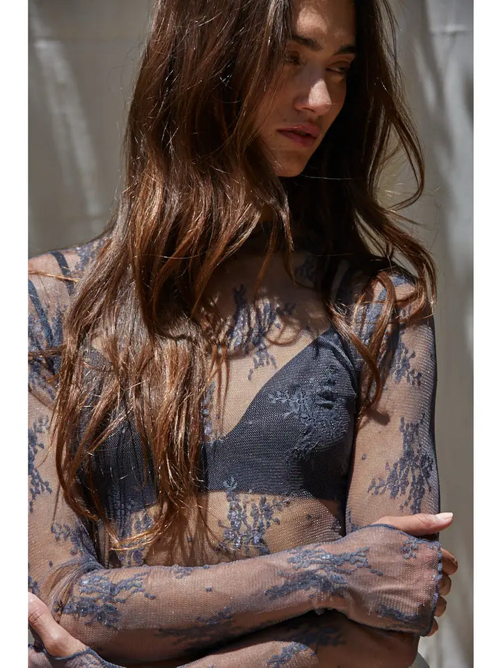 Charcoal Lace Top