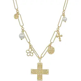 Cross, Flower, Pearl