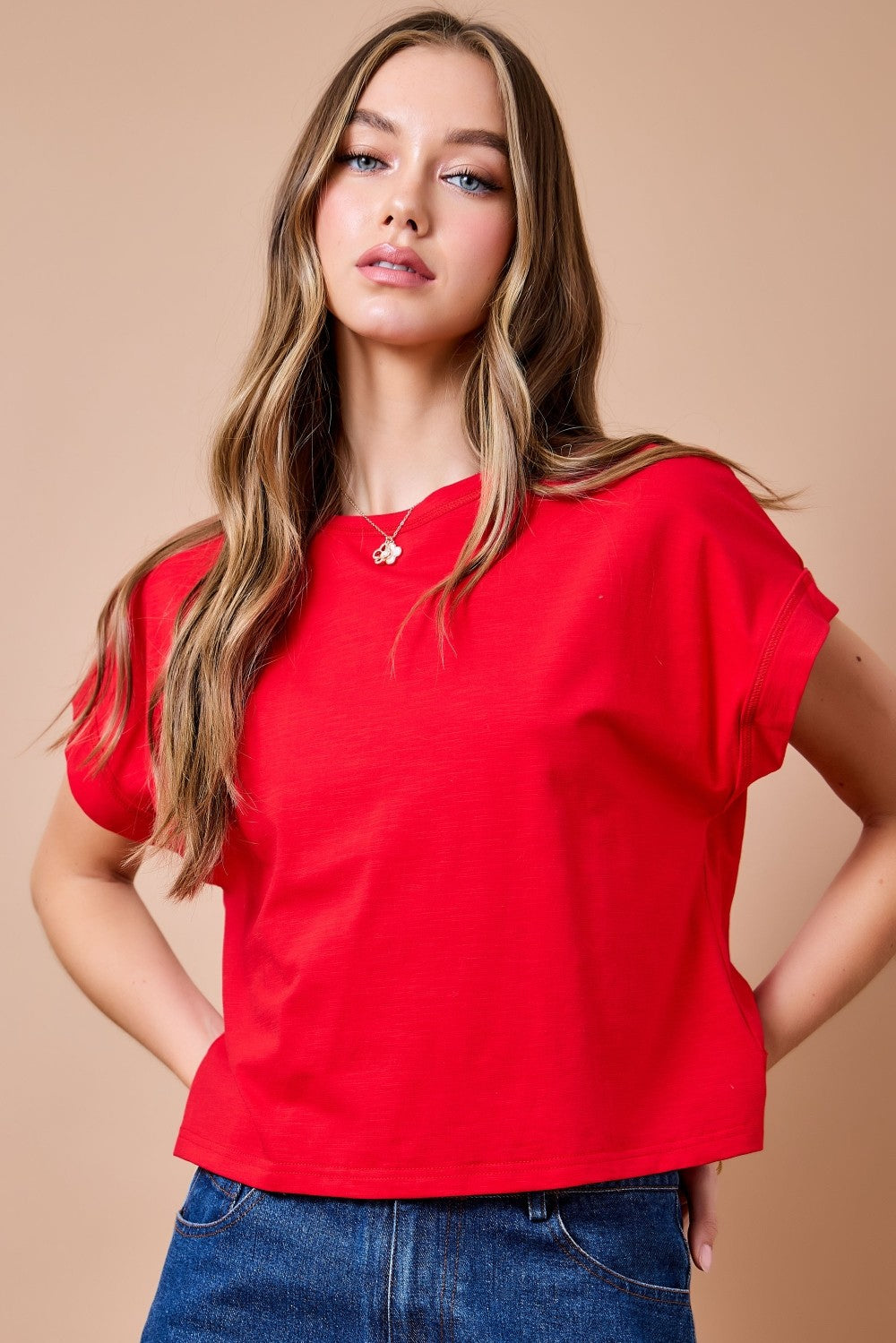 Red Open Back top