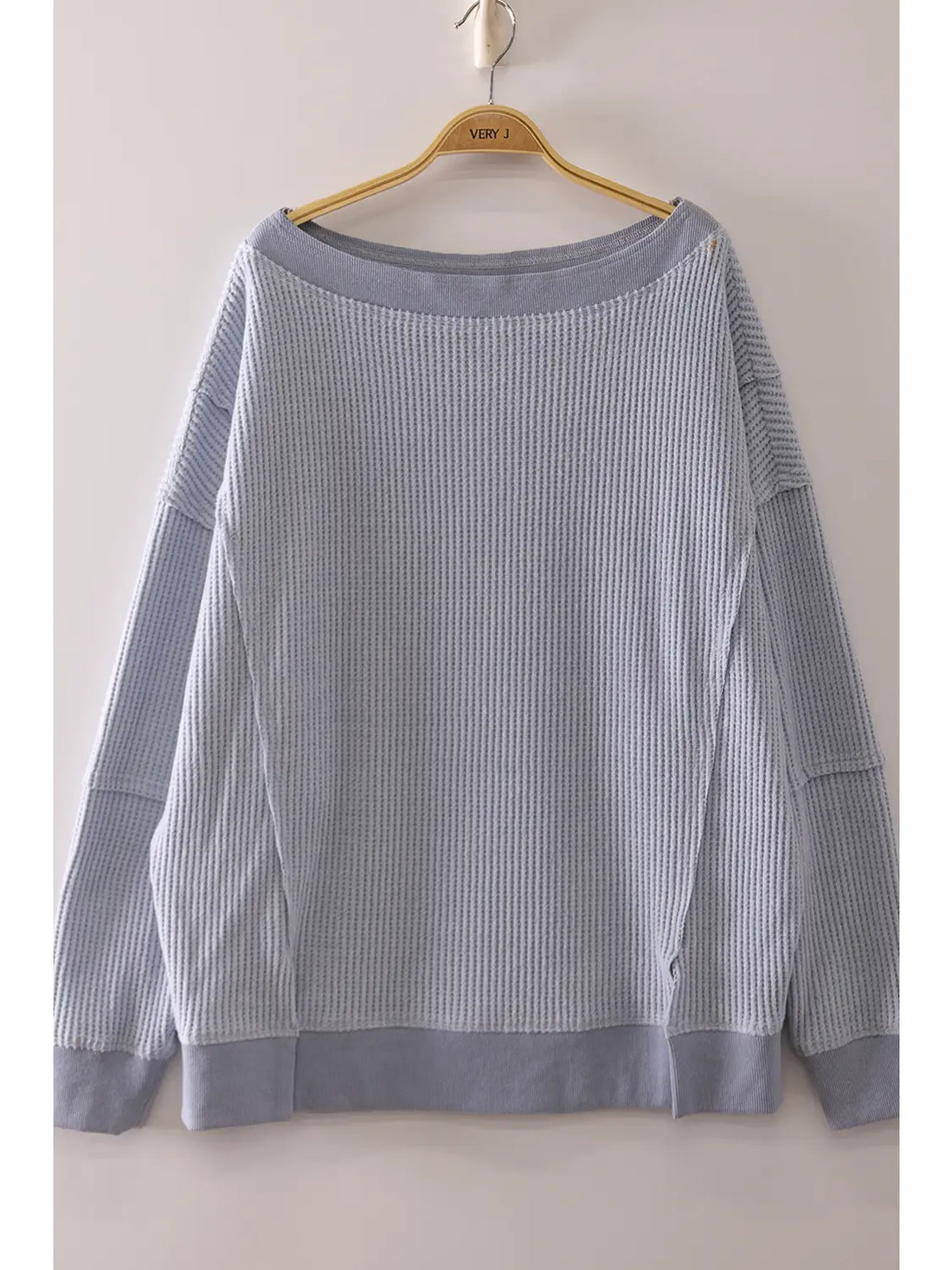 Blue Waffle Knit Top