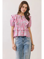 Pink Palms Top