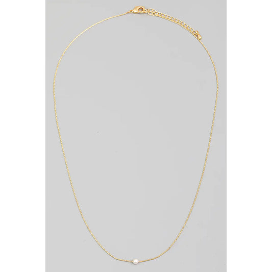 Dainty Chain Pearl Charm Necklace