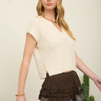 Cream Knit Top