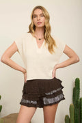 Cream Knit Top