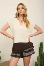 Cream Knit Top