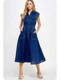 Top Stitch Midi Dress