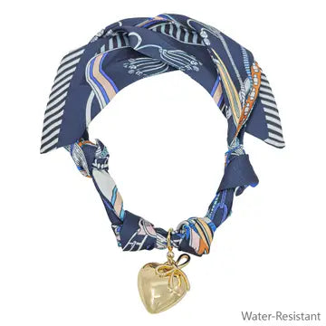 Beige and Navy Scarf Necklace