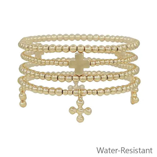 Gold cross charm bracelet