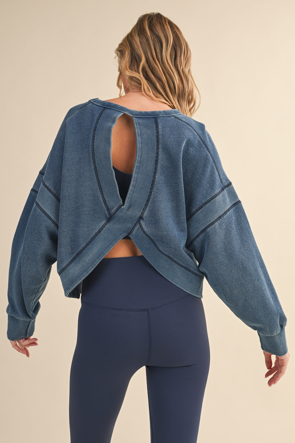 Navy Open Back Top