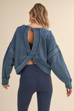 Navy Open Back Top