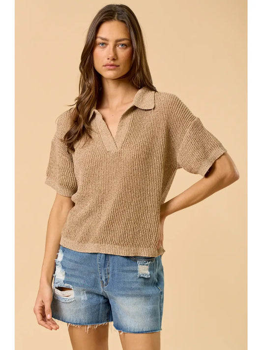 Camel Knit Top