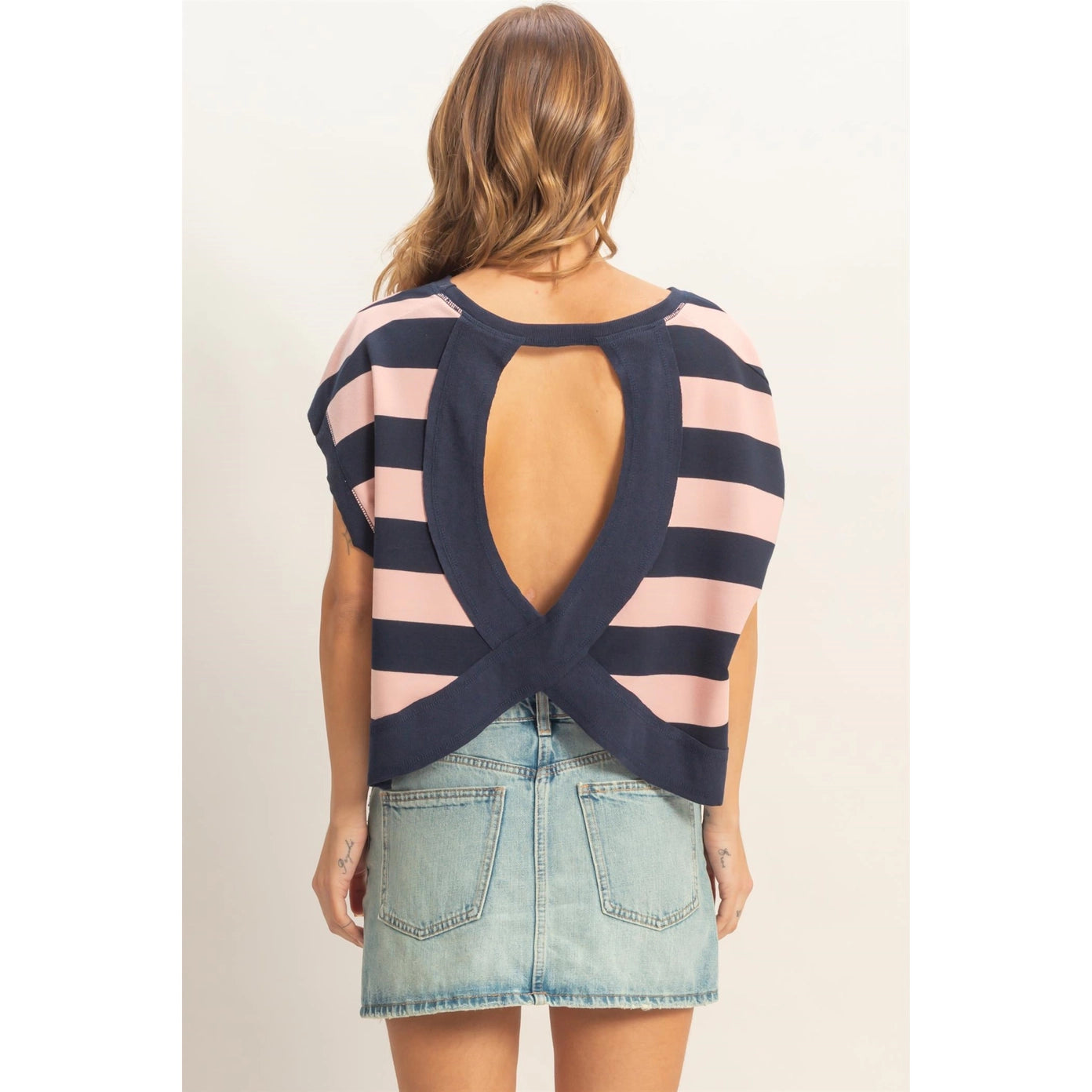 Stripe Open Back Shirt