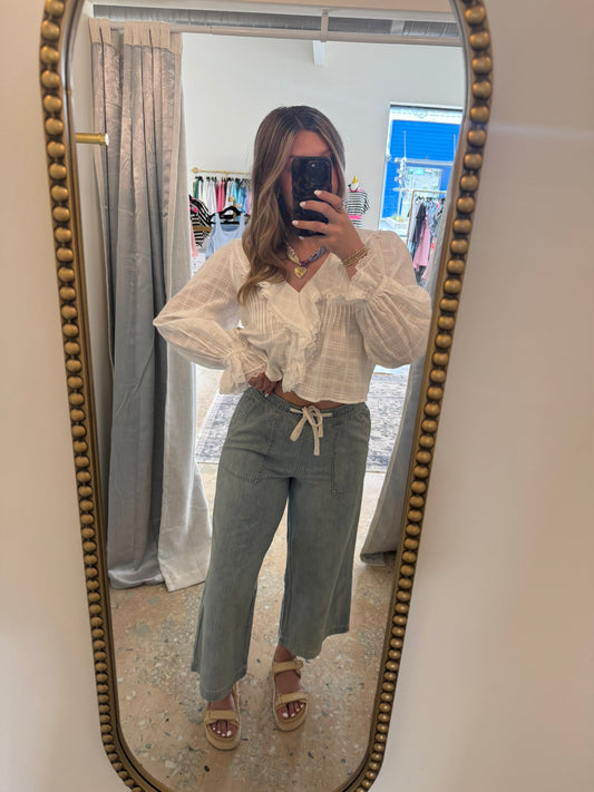 Denim Drawstring Pants